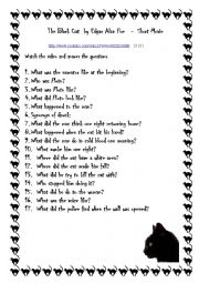 English Worksheet: The Black Cat -  video session