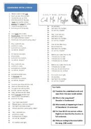 English Worksheet: Learning with Lyrics - Call me maybe