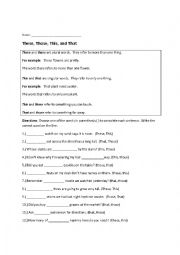 English Worksheet: This / That / These / Those