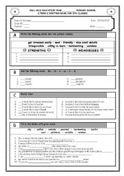 English Worksheet: 8th grade 2nd term 2nd exam