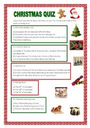 English Worksheet: CHRISTMAS QUIZ WITH KEY. YOLANDA