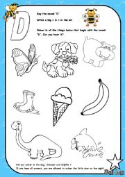 English Worksheet: Alphabet - Letter D - Activity