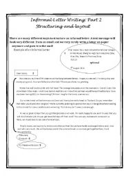 English Worksheet: Writing an Informal Letter- Part Two. Structuring and Layout