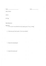 English Worksheet: Book Report Templat