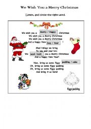 English Worksheet: We wish you a merry christmas