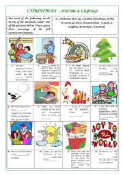 English Worksheet: CHRISTMAS  - IDIOMS & SAYINGS (with key and explanations)