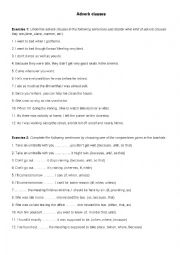 English Worksheet: Adverb clause exercise