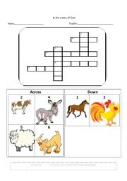 English Worksheet: farm animals crossword