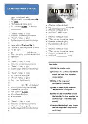 English Worksheet: Learning with Lyrics - Nothing to lose