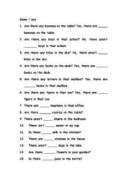 English Worksheet: some any