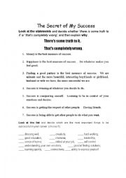 English Worksheet: The secret of my success