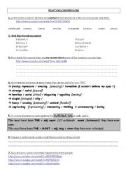English Worksheet: REACTIONS