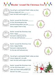 English Worksheet: Rockin around christmas tree song