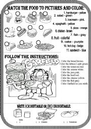 English Worksheet: FOOD  AND COLORS