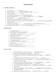 English Worksheet: Mixed Grammar