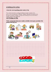 English Worksheet: 7th form End term test  n1 (part2)