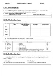 English Worksheet: Lesson4: Transport