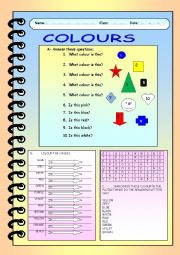 English Worksheet: colours