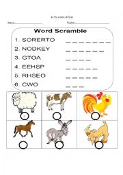 English Worksheet: farm animals