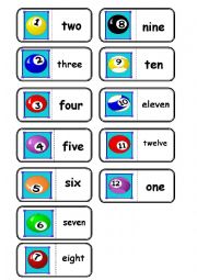 English Worksheet: numbers, domino