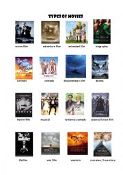 English Worksheet: types of movies