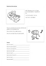 English Worksheet: Jon and Jane Can