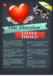 English Worksheet: little things by one direction