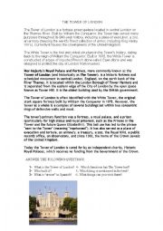 English Worksheet: The Tower of London. A basic approach.