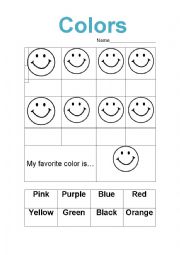 English Worksheet: my favorite color