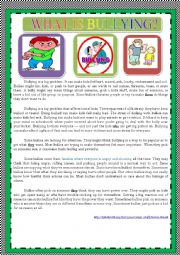 English Worksheet: WHAT IS BULLYING?