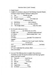 English Worksheet: Revision Work