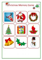 English Worksheet: Christmas Memory Game