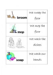 English Worksheet: Flash-cards: Do the cleaning!