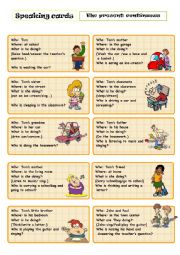 English Worksheet: speaking cards present continuous