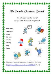 English Worksheet: The Smurfs Xmas special
