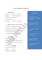 English Worksheet: Gotye Song Somebody that I used to know