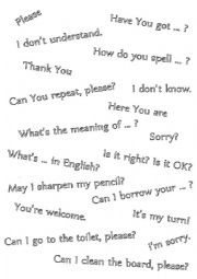 English Worksheet: Classroom Language