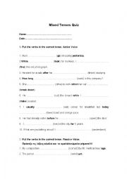 English Worksheet: Mixed Tenses Quiz