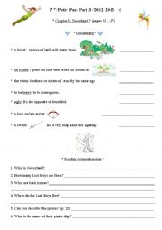 English Worksheet: Peter Pan Chapter 3 reading comprehension