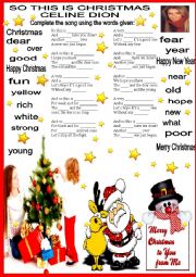 English Worksheet: SO THIS IS CHRISTMAS