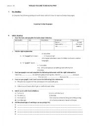 English Worksheet: Would you like to be an au-pair?