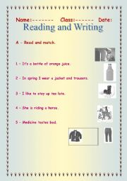 English Worksheet: Reading and Writing 