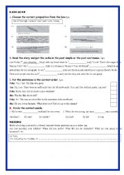 English Worksheet: Language and writing test for 9th grade