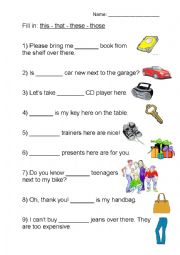 English Worksheet: This- that- these- those (demonstrative adjectives)