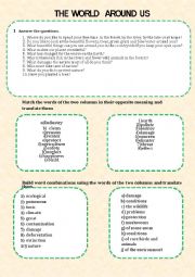 English Worksheet: The world around us