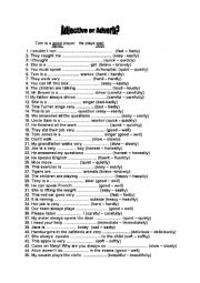 English Worksheet: Adjectives & Adverbs
