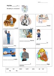 English Worksheet: Present simple tense. He/she verbs worksheet