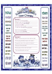 English Worksheet: Reported Speech - Time Changes
