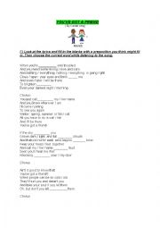 English Worksheet: Song/ Youve got a friend