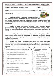 English Worksheet: READING AND WRITING TERM TEST 